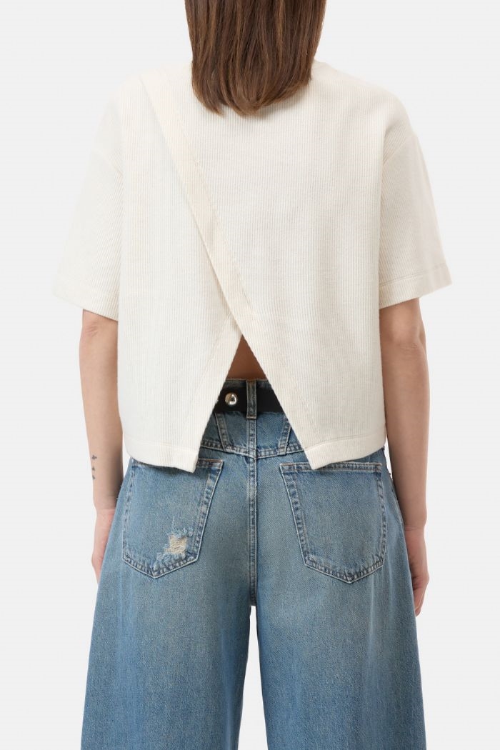 Closed, C95615 Back Slit T-shirt, Ecry